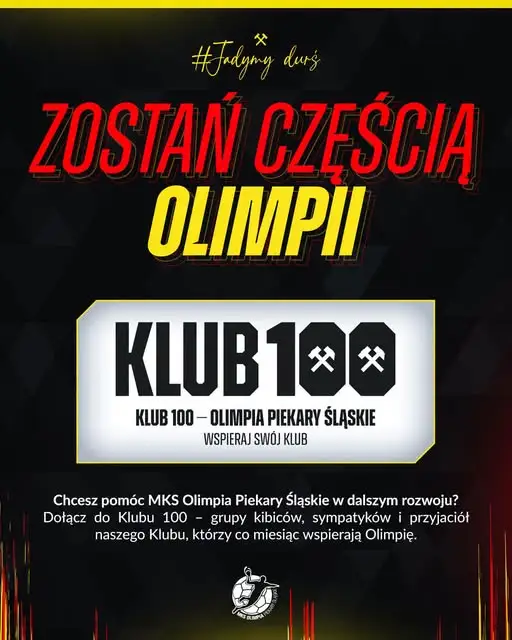 Klub 100 MKS Olimpia Piekary Śląskie – 50 zł miesięcznie, które zmienia klub