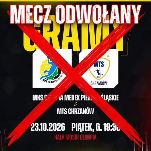 MTS Chrzanów wycofuje się z I ligi – mecz z Olimpią Piekary Śląskie odwołany
